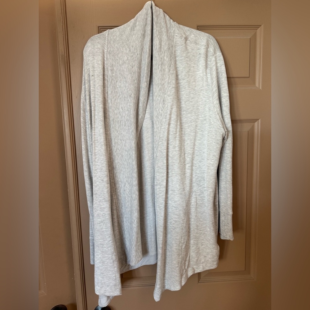 Athleta Light Gray Open-Front Draped Cardigan